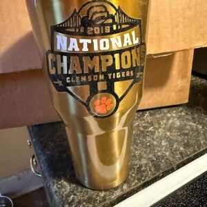 Gold Clemson Tigers National Champions Travel Tumbler